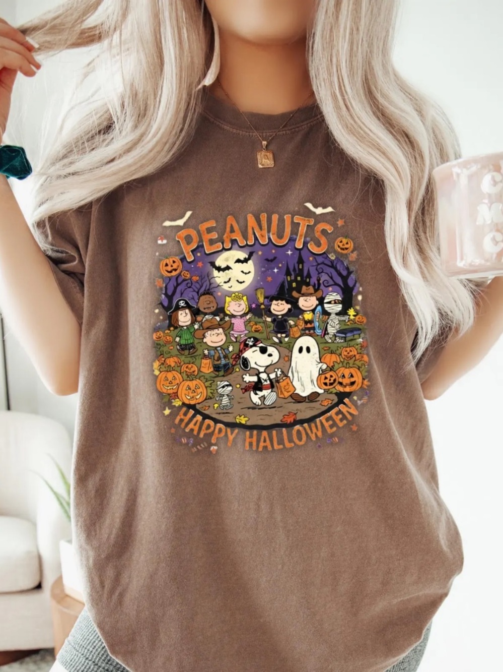 Brown Savana Happy Halloween Short Sleeve Tee